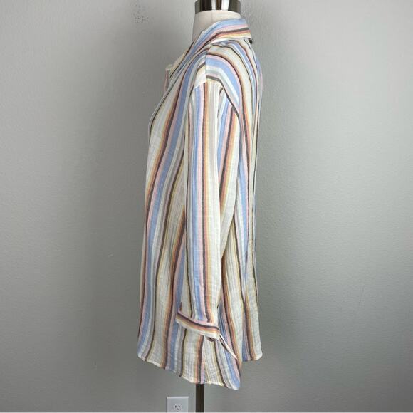 Soft Surroundings Multi Color Stripe Gauzy Button Down NWOT Top XL - Picture 6 of 10